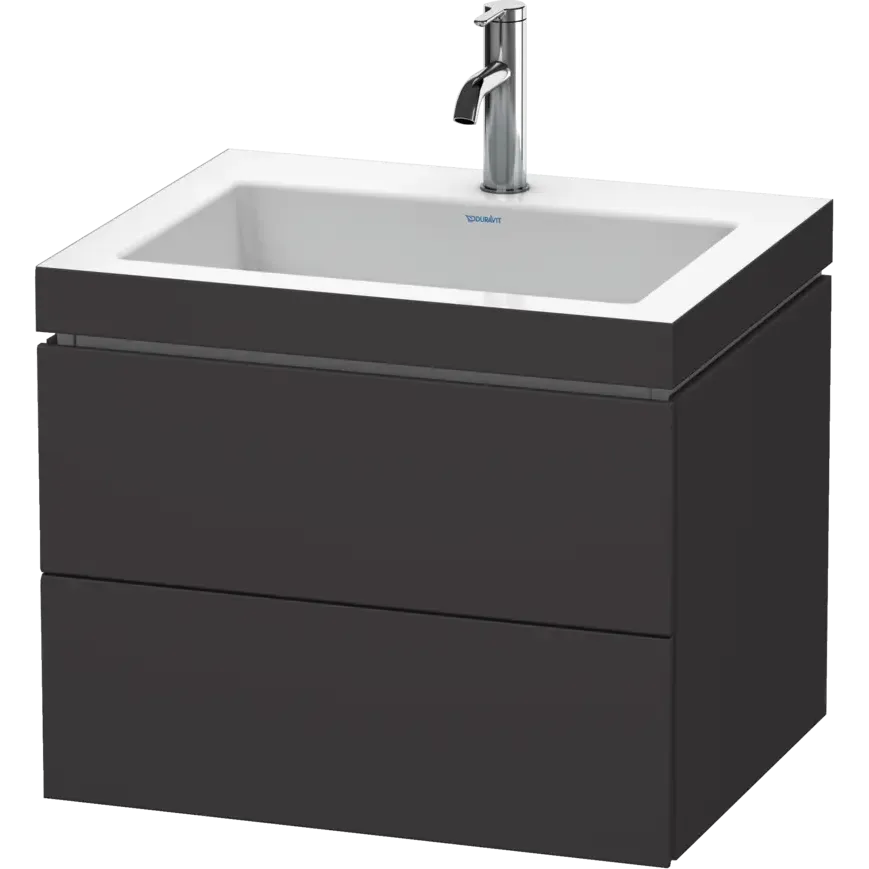 Duravit L-Cube 24" x 20" x 19" Graphite Two Drawer C-Bonded Wall-Mount Vanity Kit (LC6926O8080)