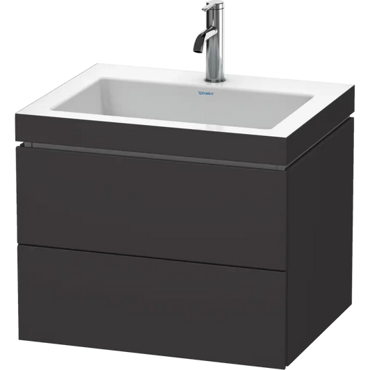 Duravit L-Cube 24" x 20" x 19" Graphite Two Drawer C-Bonded Wall-Mount Vanity Kit (LC6926O8080)