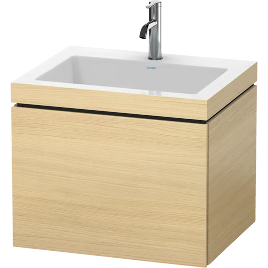 Duravit L-Cube 24" x 20" x 19" Mediterranean Oak One Drawer C-Bonded Wall-Mount Vanity Kit (LC6916O7171)
