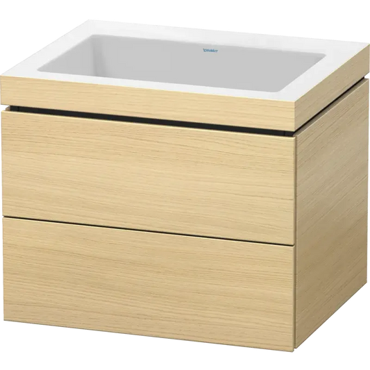 Duravit L-Cube 24" x 20" x 19" Mediterranean Oak Two Drawer C-Bonded Wall-Mount Vanity Kit (LC6926N7171)