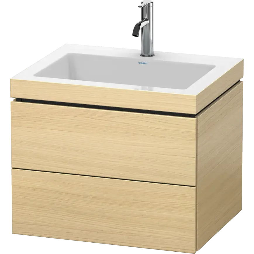 Duravit L-Cube 24" x 20" x 19" Mediterranean Oak Two Drawer C-Bonded Wall-Mount Vanity Kit (LC6926O7171)
