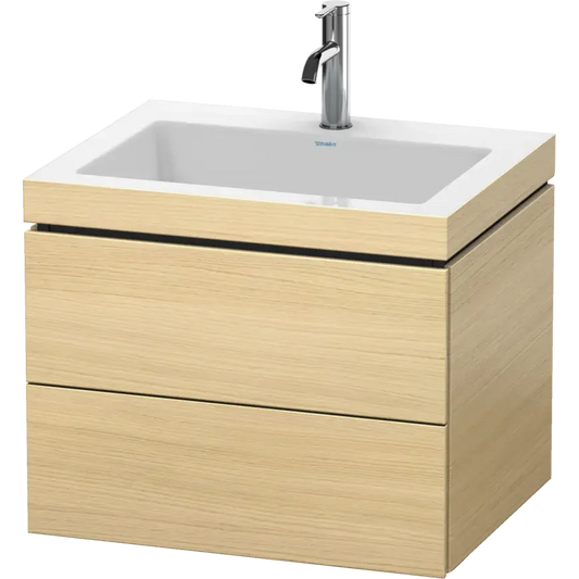 Duravit L-Cube 24" x 20" x 19" Mediterranean Oak Two Drawer C-Bonded Wall-Mount Vanity Kit (LC6926O7171)
