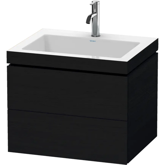 Duravit L-Cube 24" x 20" x 19" Oak Black Two Drawer C-Bonded Wall-Mount Vanity Kit (LC6926O1616)
