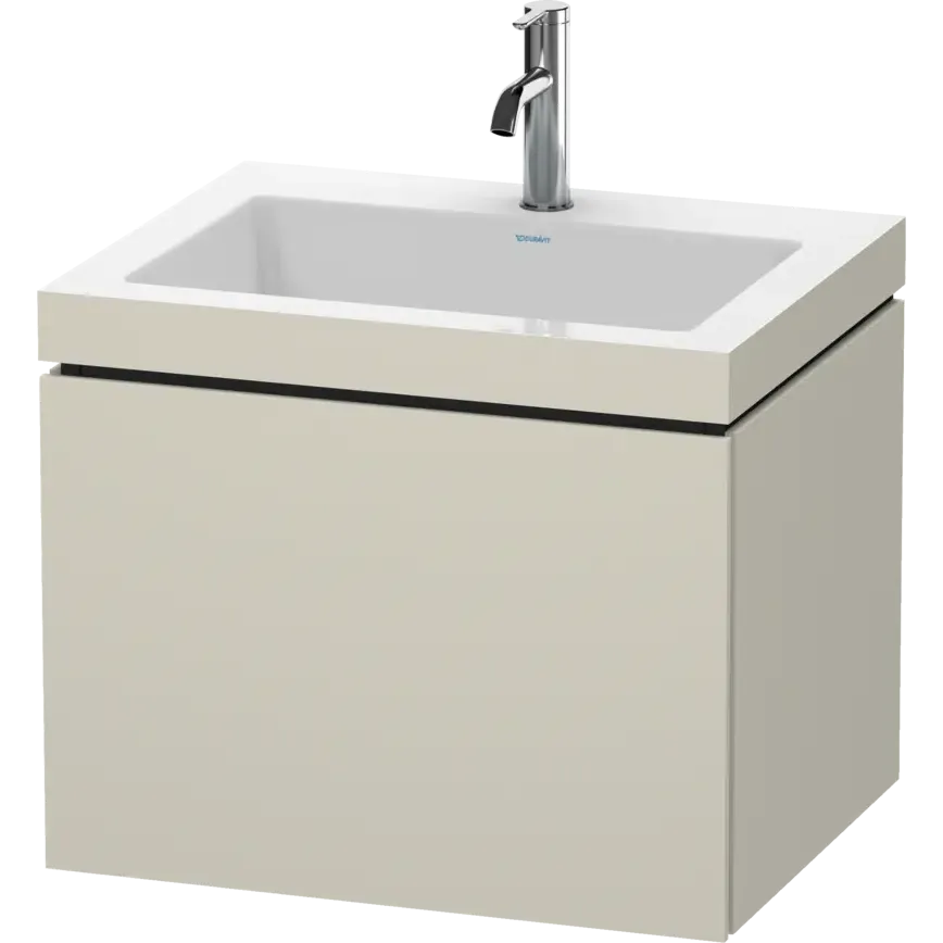 Duravit L-Cube 24" x 20" x 19" Taupe One Drawer C-Bonded Wall-Mount Vanity Kit (LC6916O9191)