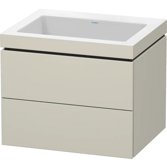 Duravit L-Cube 24" x 20" x 19" Taupe Two Drawer C-Bonded Wall-Mount Vanity Kit (LC6926N9191)