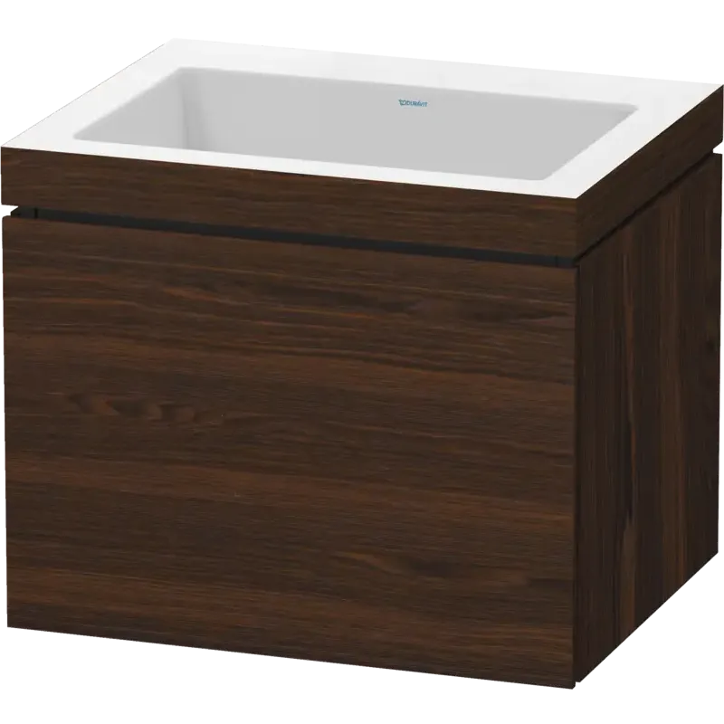 Duravit L-Cube 24" x 20" x 19" Walnut Brushed One Drawer C-Bonded Wall-Mount Vanity Kit (LC6916N6969)