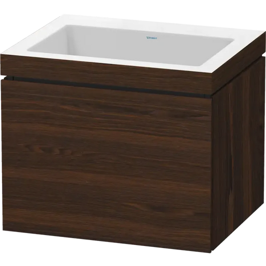 Duravit L-Cube 24" x 20" x 19" Walnut Brushed One Drawer C-Bonded Wall-Mount Vanity Kit (LC6916N6969)