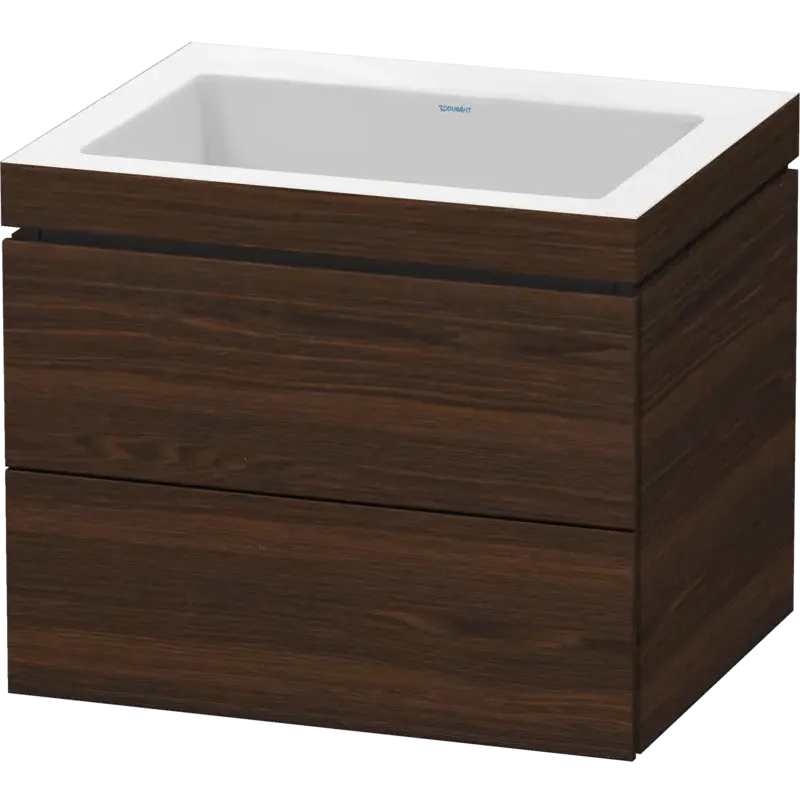 Duravit L-Cube 24" x 20" x 19" Walnut Brushed Two Drawer C-Bonded Wall-Mount Vanity Kit (LC6926N6969)