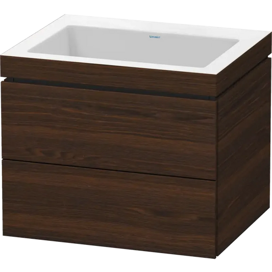 Duravit L-Cube 24" x 20" x 19" Walnut Brushed Two Drawer C-Bonded Wall-Mount Vanity Kit (LC6926N6969)