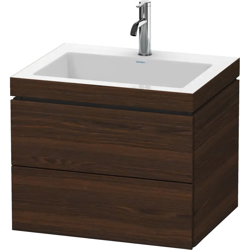 Duravit L-Cube 24" x 20" x 19" Walnut Brushed Two Drawer C-Bonded Wall-Mount Vanity Kit (LC6926O6969)