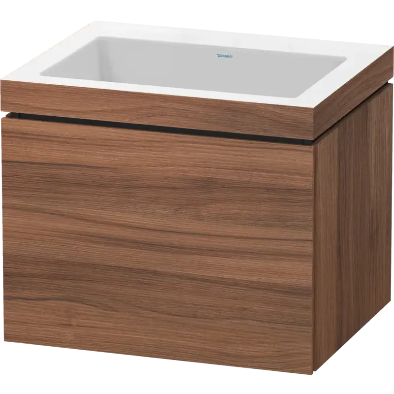 Duravit L-Cube 24" x 20" x 19" Walnut One Drawer C-Bonded Wall-Mount Vanity Kit (LC6916N7979)