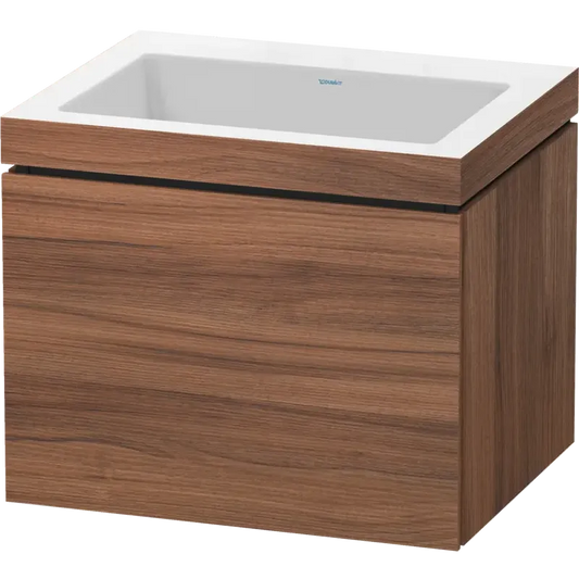 Duravit L-Cube 24" x 20" x 19" Walnut One Drawer C-Bonded Wall-Mount Vanity Kit (LC6916N7979)