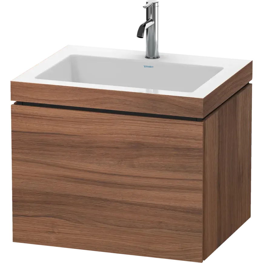 Duravit L-Cube 24" x 20" x 19" Walnut One Drawer C-Bonded Wall-Mount Vanity Kit (LC6916O7979)