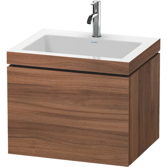 Duravit L-Cube 24" x 20" x 19" Walnut One Drawer C-Bonded Wall-Mount Vanity Kit (LC6916O7979)