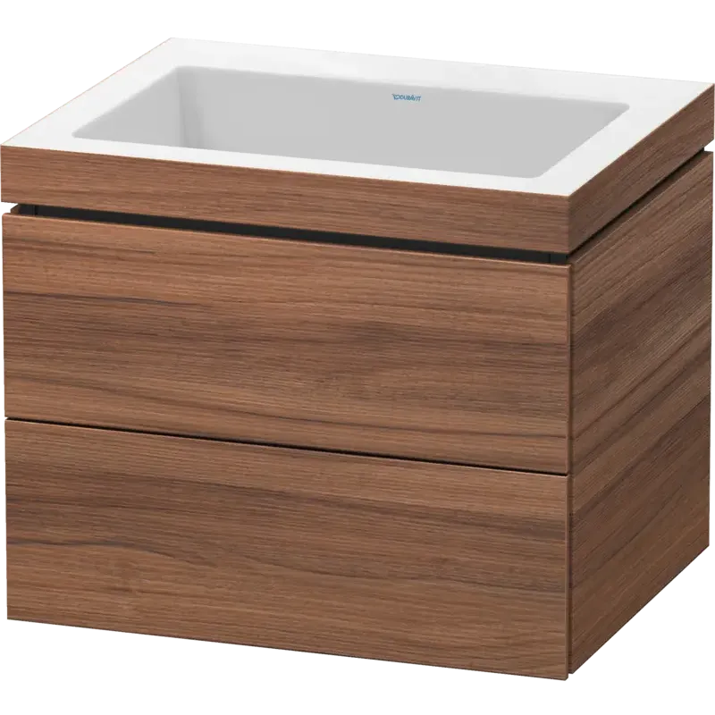 Duravit L-Cube 24" x 20" x 19" Walnut Two Drawer C-Bonded Wall-Mount Vanity Kit (LC6926N7979)