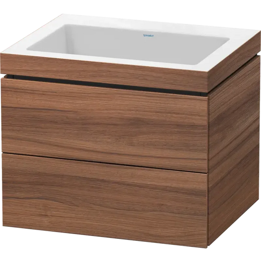Duravit L-Cube 24" x 20" x 19" Walnut Two Drawer C-Bonded Wall-Mount Vanity Kit (LC6926N7979)