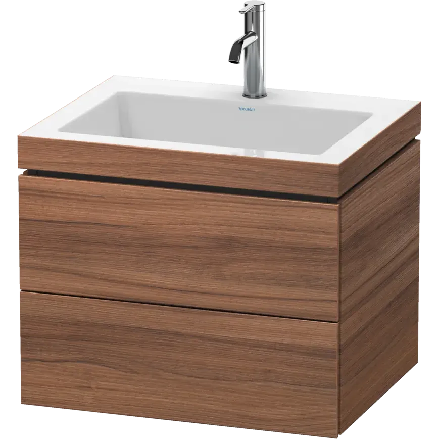 Duravit L-Cube 24" x 20" x 19" Walnut Two Drawer C-Bonded Wall-Mount Vanity Kit (LC6926O7979)