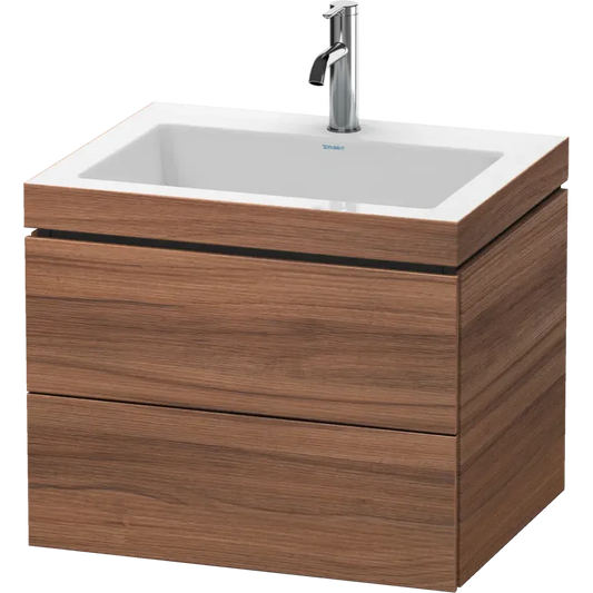 Duravit L-Cube 24" x 20" x 19" Walnut Two Drawer C-Bonded Wall-Mount Vanity Kit (LC6926O7979)