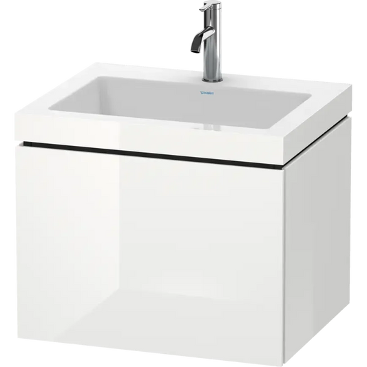 Duravit L-Cube 24" x 20" x 19" White One Drawer C-Bonded Wall-Mount Vanity Kit (LC6916O8585)