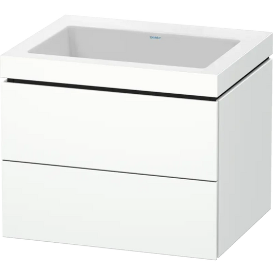 Duravit L-Cube 24" x 20" x 19" White Two Drawer C-Bonded Wall-Mount Vanity Kit (LC6926N1818)