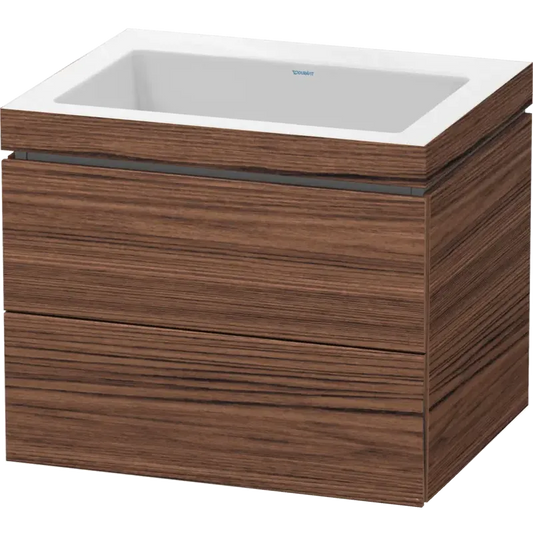 Duravit L-Cube 24" x 20" x 19" White Two Drawer C-Bonded Wall-Mount Vanity Kit (LC6926N2121)