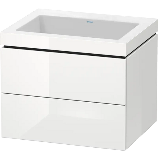 Duravit L-Cube 24" x 20" x 19" White Two Drawer C-Bonded Wall-Mount Vanity Kit (LC6926N2222)