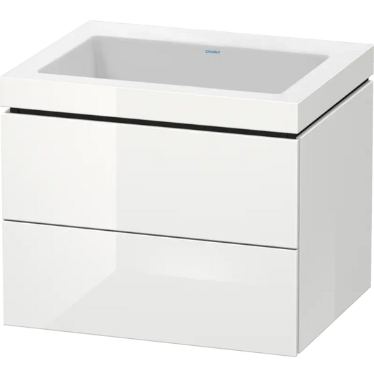 Duravit L-Cube 24" x 20" x 19" White Two Drawer C-Bonded Wall-Mount Vanity Kit (LC6926N8585)