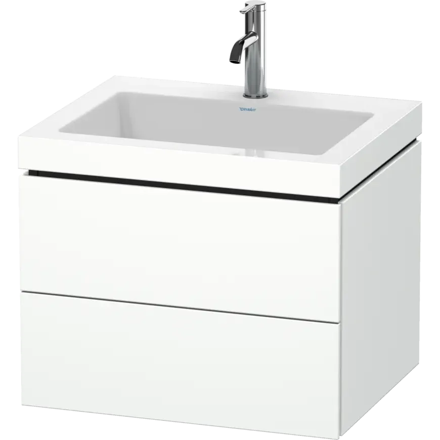 Duravit L-Cube 24" x 20" x 19" White Two Drawer C-Bonded Wall-Mount Vanity Kit (LC6926O1818)