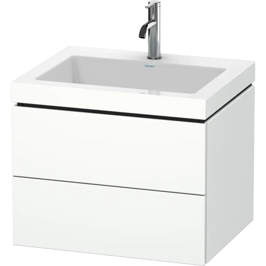 Duravit L-Cube 24" x 20" x 19" White Two Drawer C-Bonded Wall-Mount Vanity Kit (LC6926O1818)
