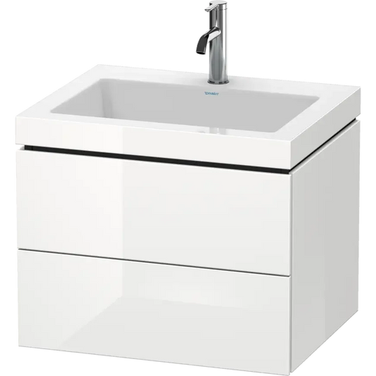 Duravit L-Cube 24" x 20" x 19" White Two Drawer C-Bonded Wall-Mount Vanity Kit (LC6926O2222)