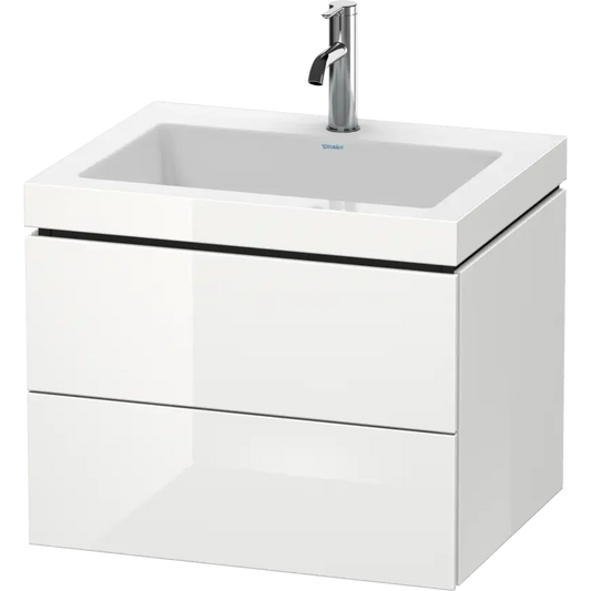 Duravit L-Cube 24" x 20" x 19" White Two Drawer C-Bonded Wall-Mount Vanity Kit (LC6926O8585)