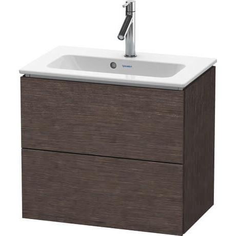 Duravit L-Cube 24" x 22" x 15" Dark Brushed Oak Two Drawer Wall-Mount Vanity Unit (LC625607272)