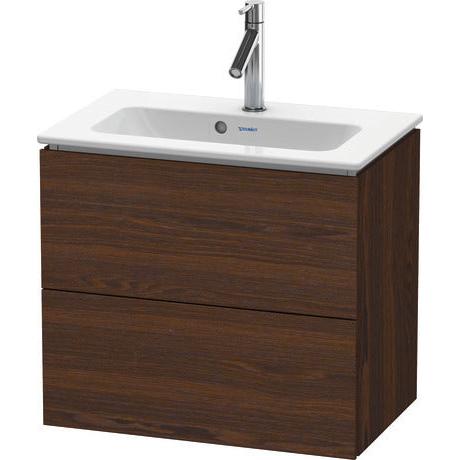 Duravit L-Cube 24" x 22" x 15" Walnut Brushed Two Drawer Wall-Mount Vanity Unit (LC625606969)