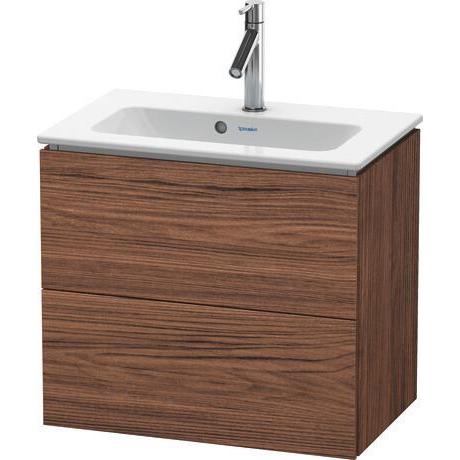 Duravit L-Cube 24" x 22" x 15" Walnut Dark Two Drawer Wall-Mount Vanity Unit (LC625602121)