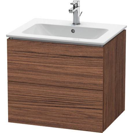 Duravit L-Cube 24" x 22" x 19" Walnut Dark Two Drawer Wall-Mount Vanity Unit (LC624002121)