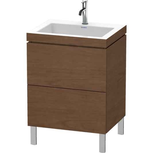 Duravit L-Cube 24" x 27" x 19" American Walnut Two Drawer C-Bonded Floorstanding Vanity Kit (LC6936O1313)