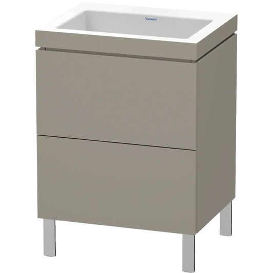 Duravit L-Cube 24" x 27" x 19" Basalt Two Drawer C-Bonded Floorstanding Vanity Kit (LC6936N4343)