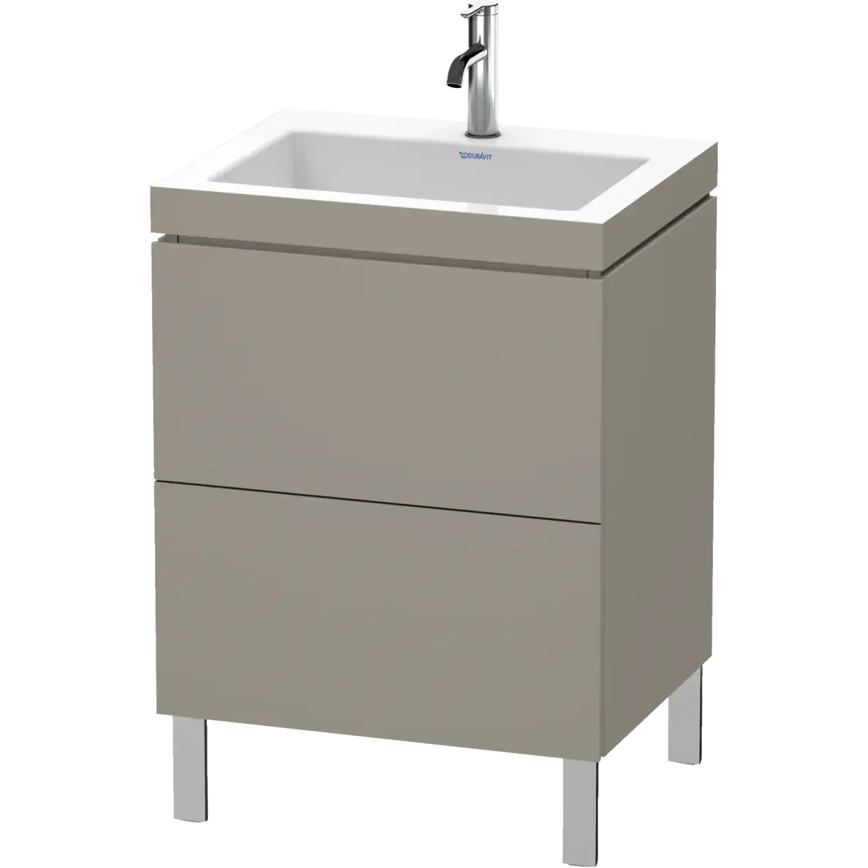 Duravit L-Cube 24" x 27" x 19" Basalt Two Drawer C-Bonded Floorstanding Vanity Kit (LC6936O4343)