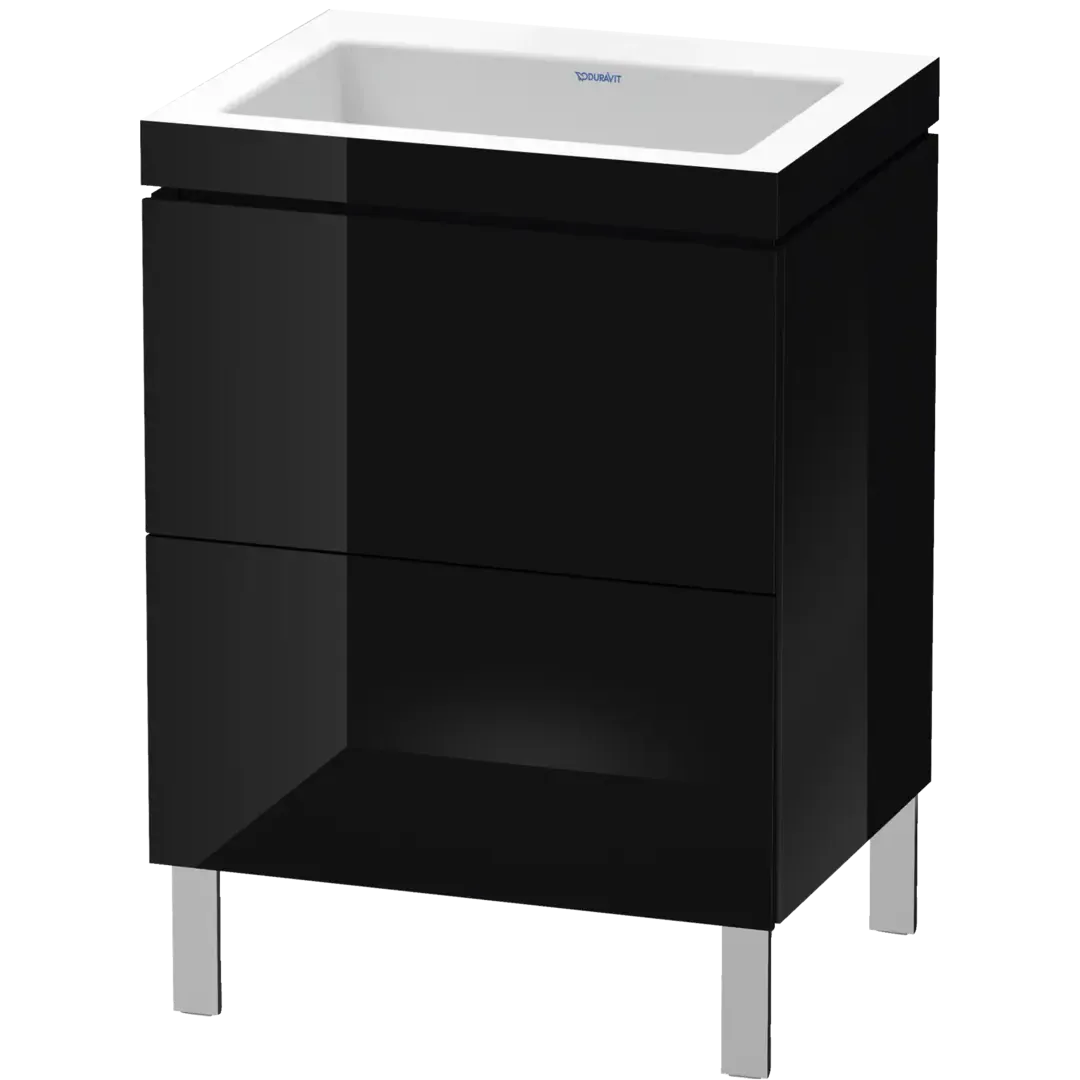 Duravit L-Cube 24" x 27" x 19" Black Two Drawer C-Bonded Floorstanding Vanity Kit (LC6936N4040)