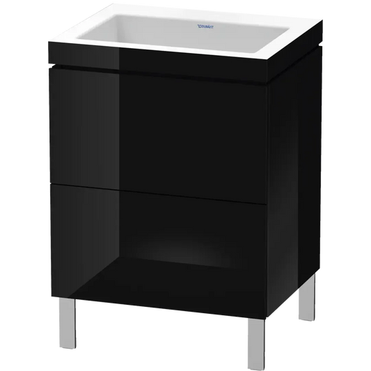 Duravit L-Cube 24" x 27" x 19" Black Two Drawer C-Bonded Floorstanding Vanity Kit (LC6936N4040)