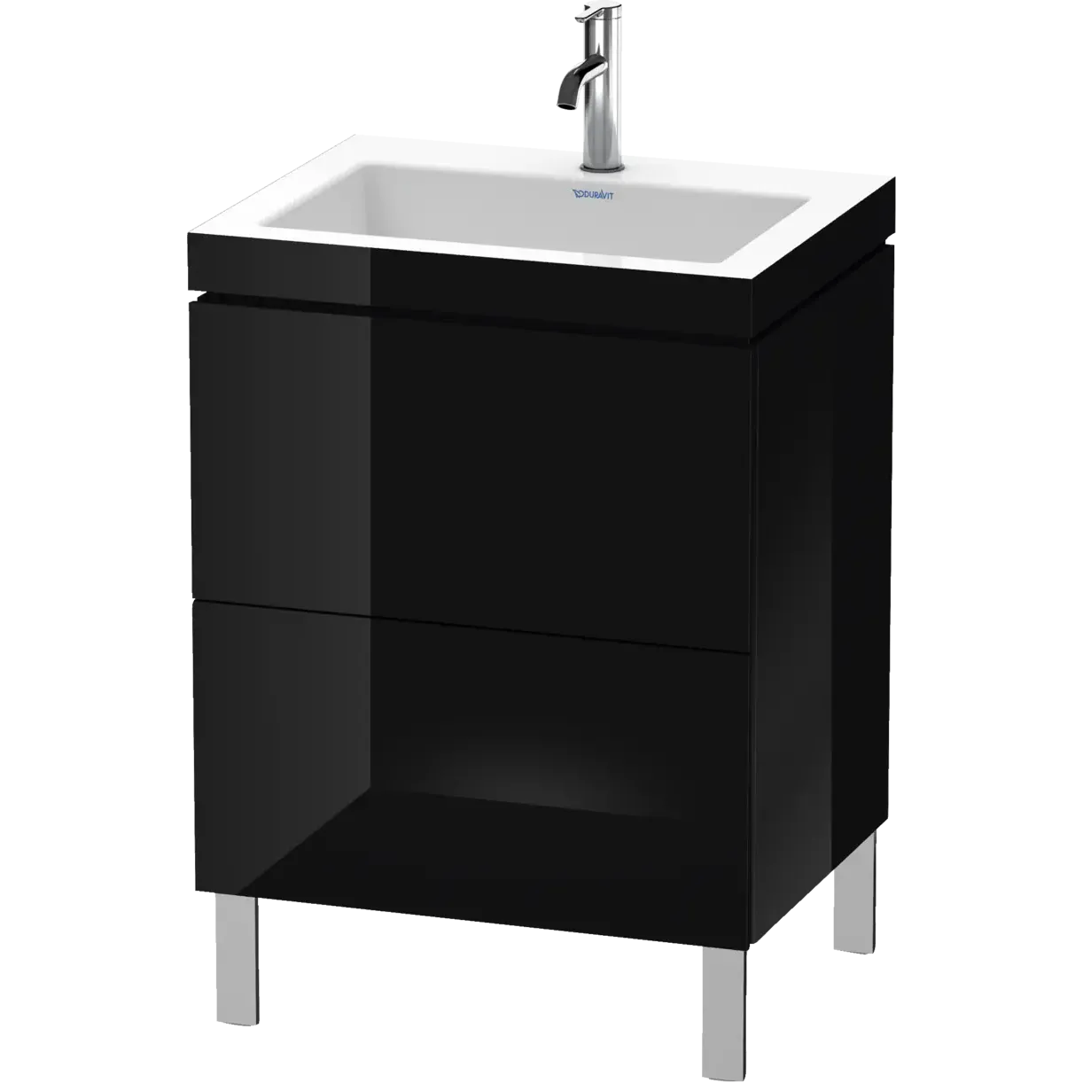 Duravit L-Cube 24" x 27" x 19" Black Two Drawer C-Bonded Floorstanding Vanity Kit (LC6936O4040)