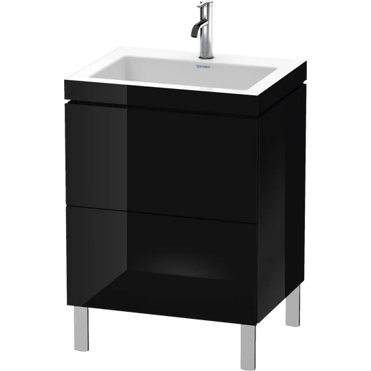 Duravit L-Cube 24" x 27" x 19" Black Two Drawer C-Bonded Floorstanding Vanity Kit (LC6936O4040)