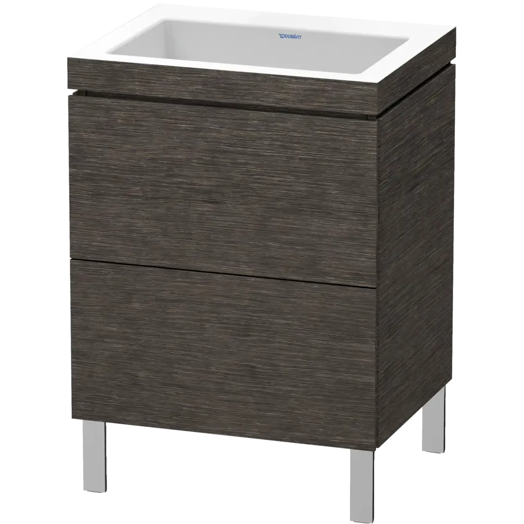 Duravit L-Cube 24" x 27" x 19" Dark Brushed Oak Two Drawer C-Bonded Floorstanding Vanity Kit (LC6936N7272)