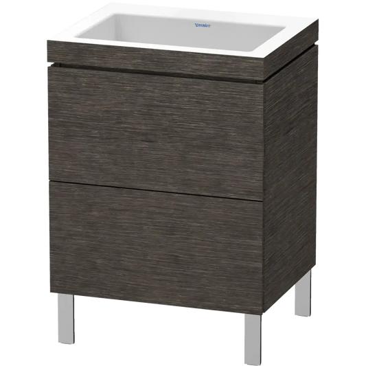 Duravit L-Cube 24" x 27" x 19" Dark Brushed Oak Two Drawer C-Bonded Floorstanding Vanity Kit (LC6936N7272)