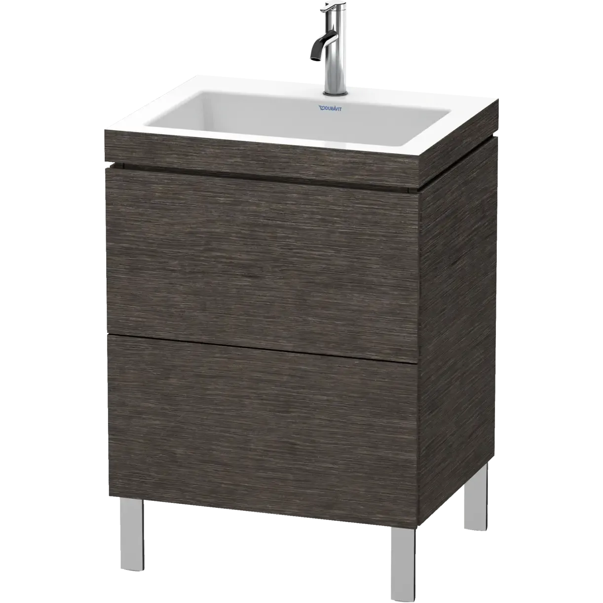 Duravit L-Cube 24" x 27" x 19" Dark Brushed Oak Two Drawer C-Bonded Floorstanding Vanity Kit (LC6936O7272)