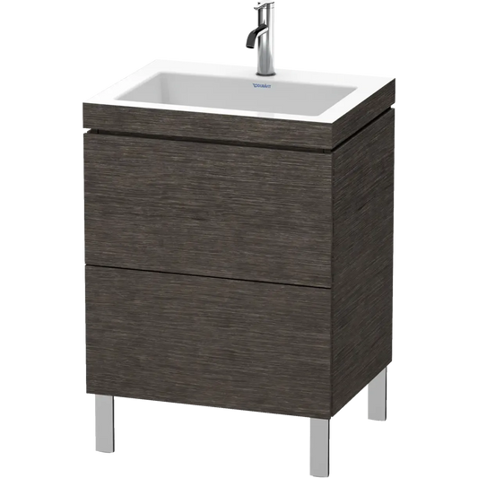 Duravit L-Cube 24" x 27" x 19" Dark Brushed Oak Two Drawer C-Bonded Floorstanding Vanity Kit (LC6936O7272)