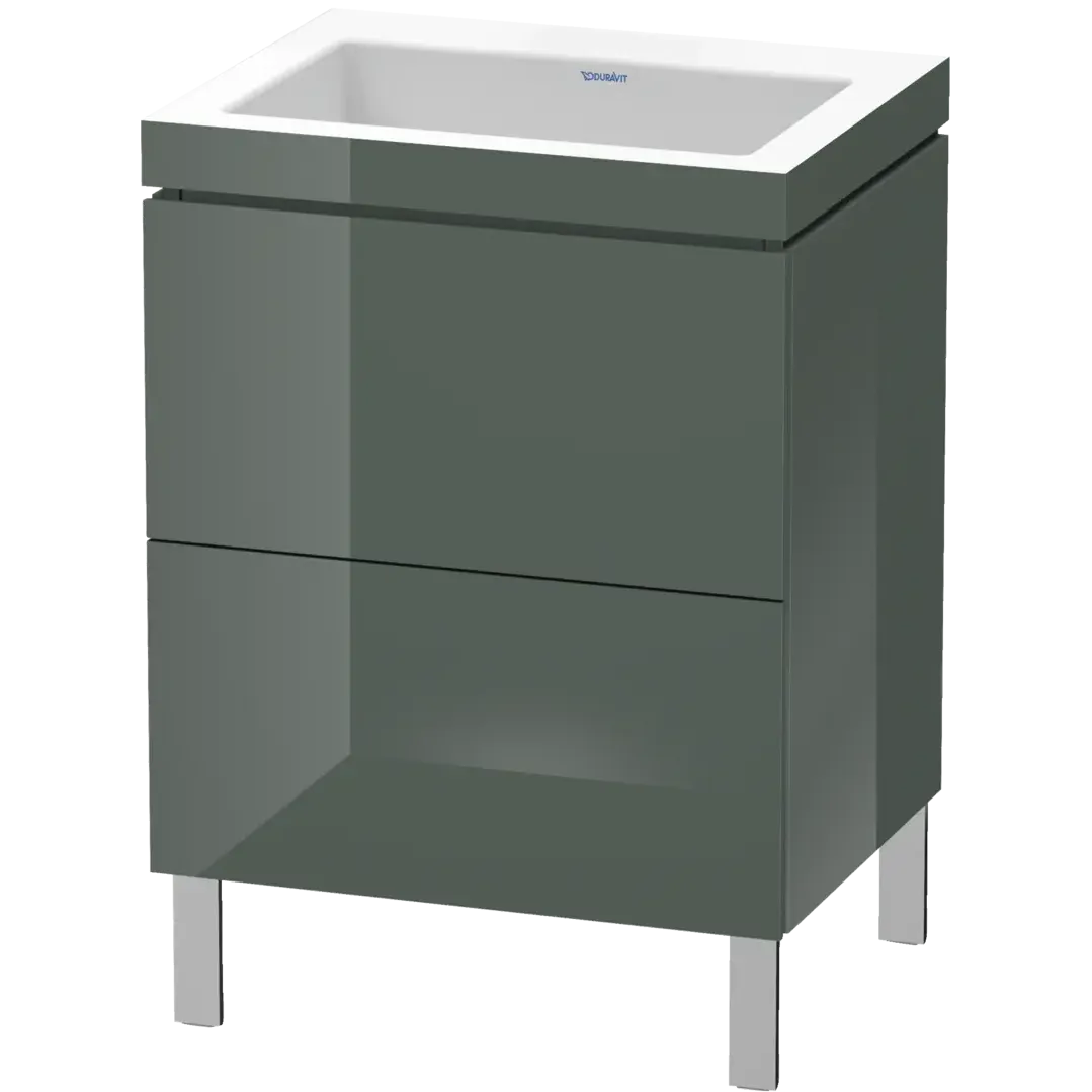 Duravit L-Cube 24" x 27" x 19" Dolomite Gray Two Drawer C-Bonded Floorstanding Vanity Kit (LC6936N3838)