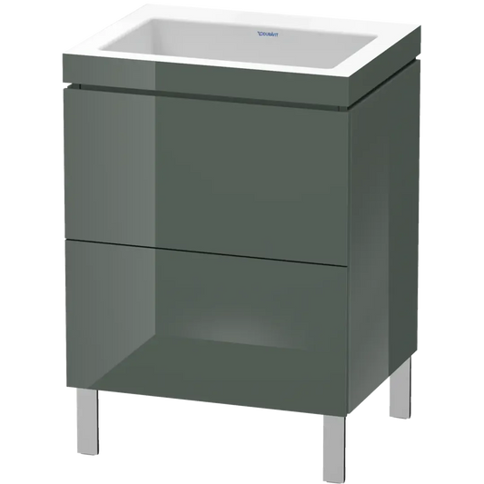 Duravit L-Cube 24" x 27" x 19" Dolomite Gray Two Drawer C-Bonded Floorstanding Vanity Kit (LC6936N3838)