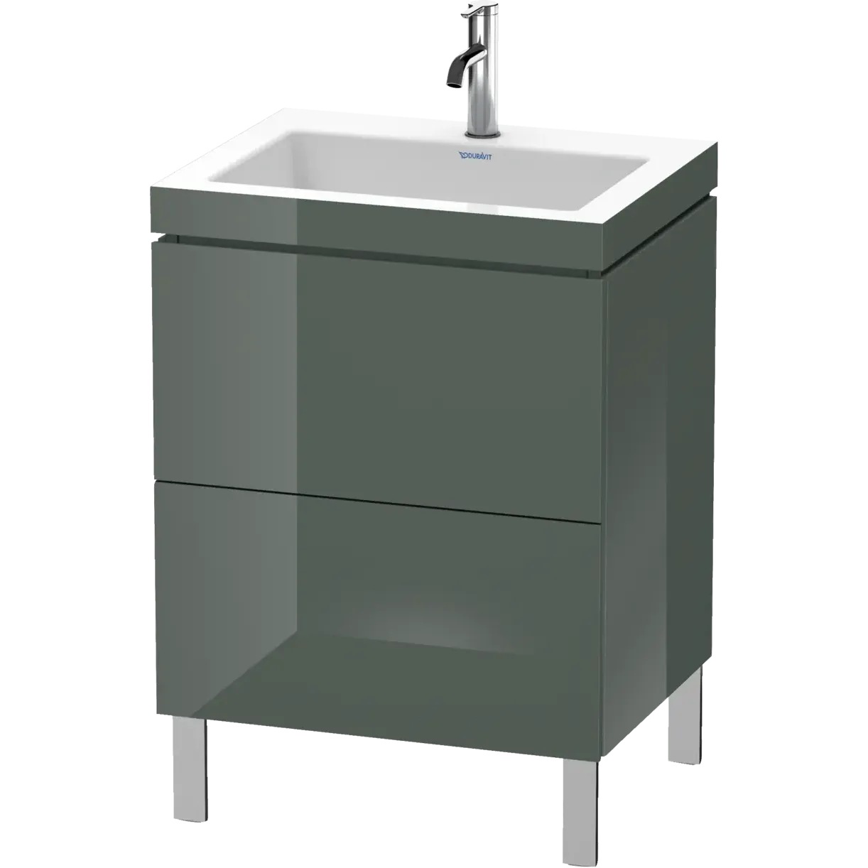 Duravit L-Cube 24" x 27" x 19" Dolomite Gray Two Drawer C-Bonded Floorstanding Vanity Kit (LC6936O3838)