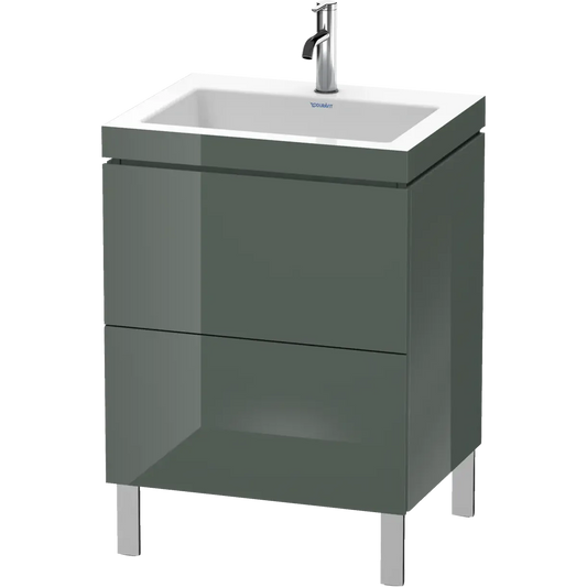 Duravit L-Cube 24" x 27" x 19" Dolomite Gray Two Drawer C-Bonded Floorstanding Vanity Kit (LC6936O3838)